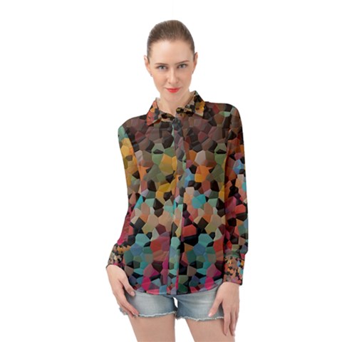 Mosaic Pieces                                                  Long Sleeve Chiffon Shirt by LalyLauraFLM