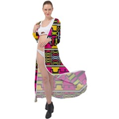 Pink Yellow Green Shapes                                                          Maxi Chiffon Beach Wrap by LalyLauraFLM