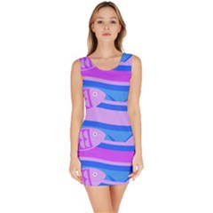 Fish Texture Blue Violet Module Bodycon Dress by HermanTelo