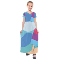 Ice Summer Beach Sea Dessert Kids  Short Sleeve Maxi Dress by HermanTelo