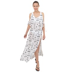 Music Notes Wallpaper Maxi Chiffon Cover Up Dress by Mariart