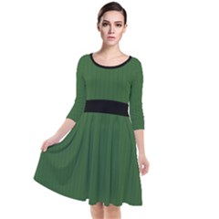 Basil Green - Quarter Sleeve Waist Band Dress by FashionLane