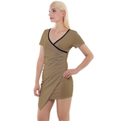 Bronze Mist - Short Sleeve Asymmetric Mini Dress by FashionLane