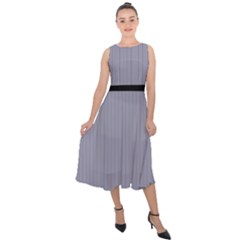 Coin Grey - Midi Tie-back Chiffon Dress by FashionLane