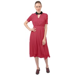 French Raspberry Red - Keyhole Neckline Chiffon Dress by FashionLane