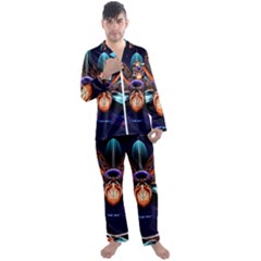 Fractal Flower Men s Long Sleeve Satin Pyjamas Set by Sparkle