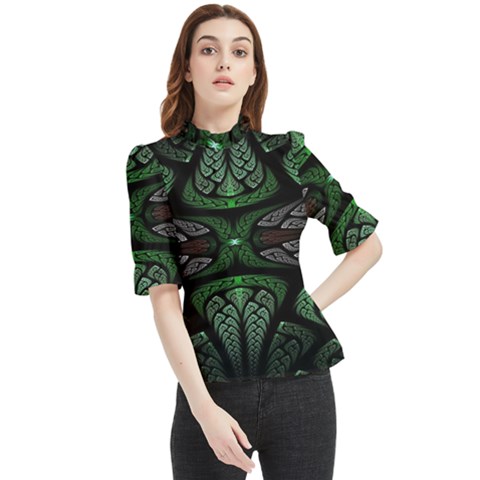 Fractal Illusion Frill Neck Blouse by Sparkle