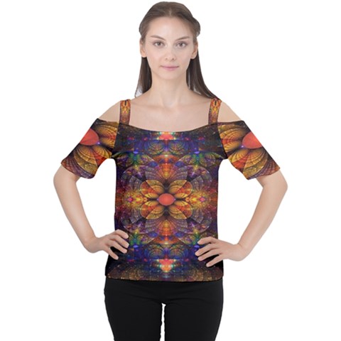 Fractal Flower Cutout Shoulder Tee by Sparkle