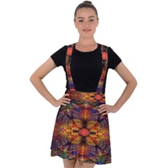 Fractal Flower Velvet Suspender Skater Skirt by Sparkle