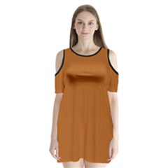 Bronze Orange - Shoulder Cutout Velvet One Piece by FashionLane