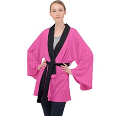 Brilliant Rose - Long Sleeve Velvet Kimono  by FashionLane