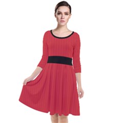 Flame Scarlet - Quarter Sleeve Waist Band Dress by FashionLane