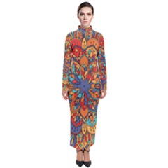 Mandala Pattern 5 Turtleneck Maxi Dress by designsbymallika