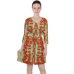 Roses Decorative In The Golden Environment Ruffle Dress by pepitasart