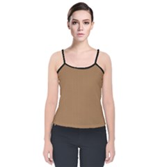 Bone Brown - Velvet Spaghetti Strap Top by FashionLane