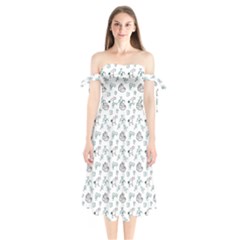 Jessica s Doodles Shoulder Tie Bardot Midi Dress by pishposhpal