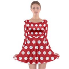 Red Polka-dot Doodles Long Sleeve Skater Dress by pishposhpal