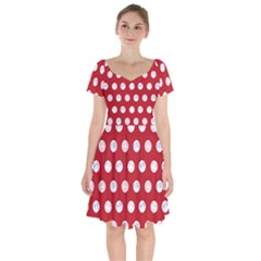 Red Polka-dot Doodles Short Sleeve Bardot Dress by pishposhpal