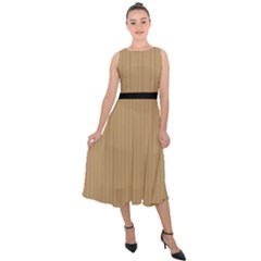 Wood Brown - Midi Tie-back Chiffon Dress by FashionLane