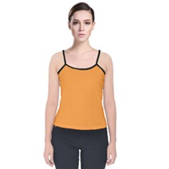 Deep Saffron - Velvet Spaghetti Strap Top by FashionLane