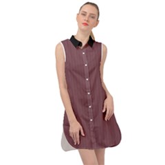 Dull Purple - Sleeveless Shirt Dress by FashionLane