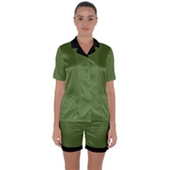 Crocodile Green - Satin Short Sleeve Pajamas Set by FashionLane