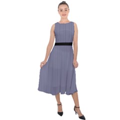 Flint Grey - Midi Tie-back Chiffon Dress by FashionLane