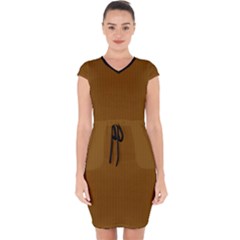 Just Brown - Capsleeve Drawstring Dress  by FashionLane