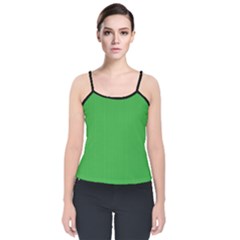 Just Green - Velvet Spaghetti Strap Top by FashionLane