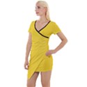 Just Yellow - Short Sleeve Asymmetric Mini Dress View1