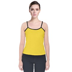 Just Yellow - Velvet Spaghetti Strap Top by FashionLane