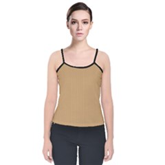 Pale Brown - Velvet Spaghetti Strap Top by FashionLane