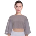 Pale Grey - Tie Back Butterfly Sleeve Chiffon Top View1