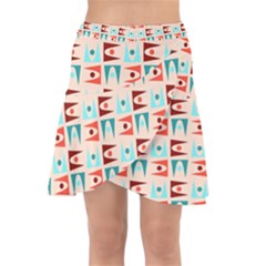 Retro Digital Wrap Front Skirt by Mariart