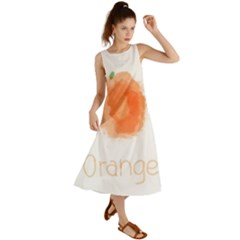 Orange Fruit Watercolor Painted Summer Maxi Dress by Mariart