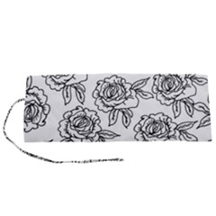 Line Art Black And White Rose Roll Up Canvas Pencil Holder (s) by MintanArt
