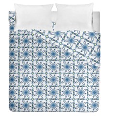 Blue Floral Pattern Duvet Cover Double Side (queen Size) by MintanArt