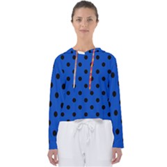 Large Black Polka Dots On Absolute Zero Blue - Women s Slouchy Sweat by FashionLane