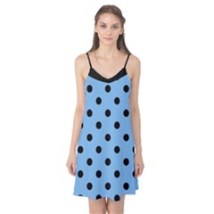 Large Black Polka Dots On Aero Blue - Camis Nightgown by FashionLane