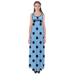 Large Black Polka Dots On Aero Blue - Empire Waist Maxi Dress by FashionLane