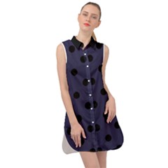 Large Black Polka Dots On Astral Aura - Sleeveless Shirt Dress by FashionLane