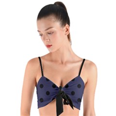 Large Black Polka Dots On Astral Aura - Woven Tie Front Bralet by FashionLane