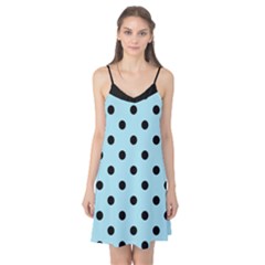 Large Black Polka Dots On Blizzard Blue - Camis Nightgown by FashionLane