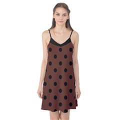 Large Black Polka Dots On Emperador Brown - Camis Nightgown by FashionLane