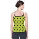 Large Black Polka Dots On Acid Green - Velvet Spaghetti Strap Top View2