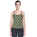 Large Black Polka Dots On Calliste Green - Velvet Spaghetti Strap Top View1