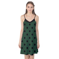 Large Black Polka Dots On Eden Green - Camis Nightgown by FashionLane