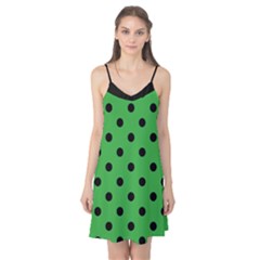 Large Black Polka Dots On Just Green - Camis Nightgown by FashionLane