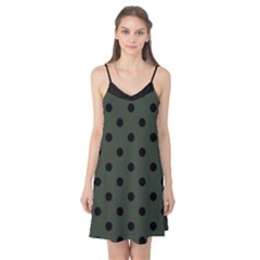 Large Black Polka Dots On Kombu Green - Camis Nightgown by FashionLane