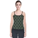 Large Black Polka Dots On Kombu Green - Velvet Spaghetti Strap Top View1